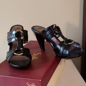 Sofft Calvados Black Snake Leather Sandals